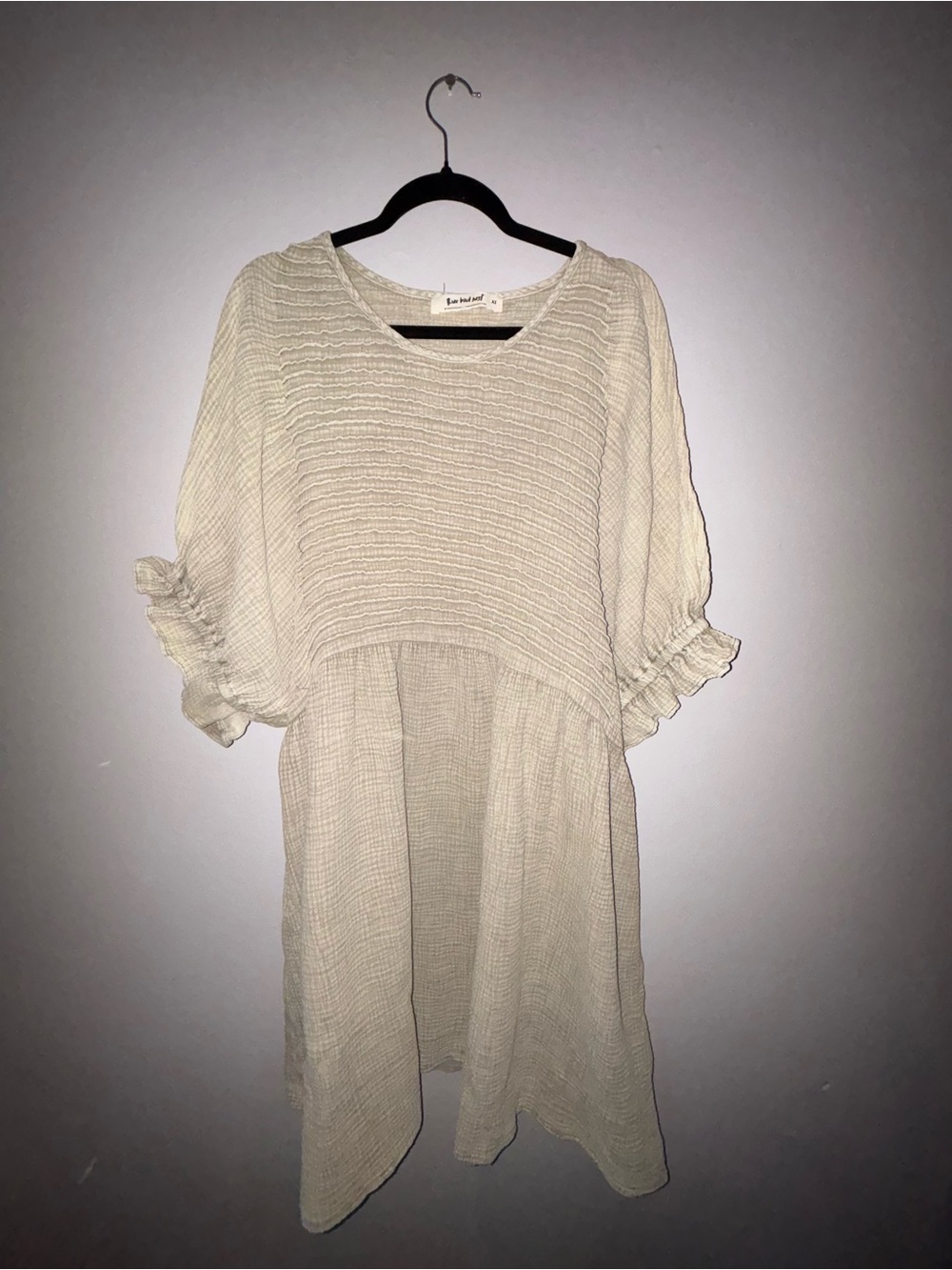 Three Bird Nest Cream Textured Babydoll Tunic/Dress